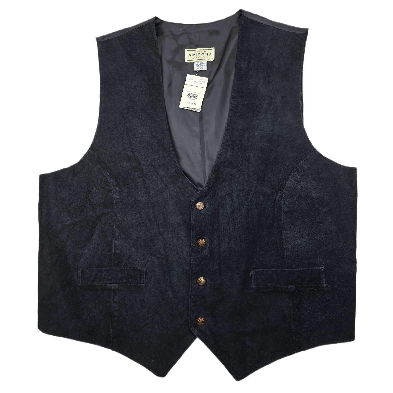 Arizona Jean Co Leather Suede Vest Mens Xl Black Western Biker Hipster New